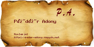 Pádár Adony névjegykártya